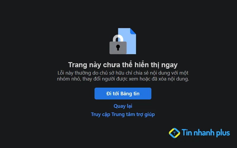Lỗi Facebook trang này chưa thể hiển thị ngay