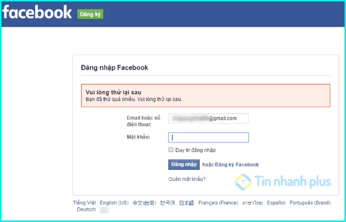 Bạn đã thử quá nhiều. vui lòng thử lại sau