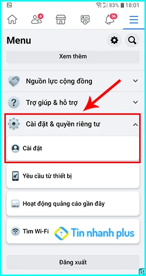 Facebook không có watch