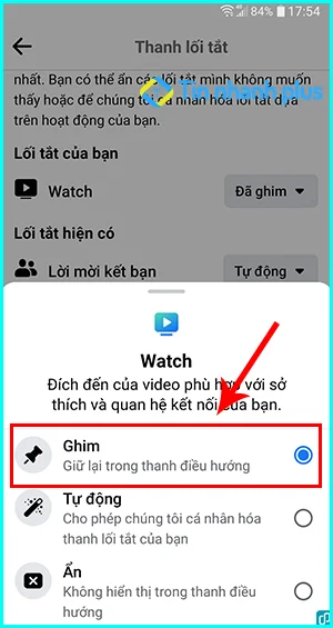 Facebook không có watch