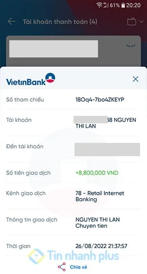 kiểm tra ai chuyển tiền bằng mobi banking