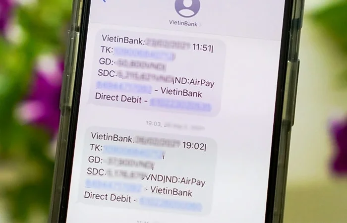 tra cứu ai gửi tiền bằng sms banking