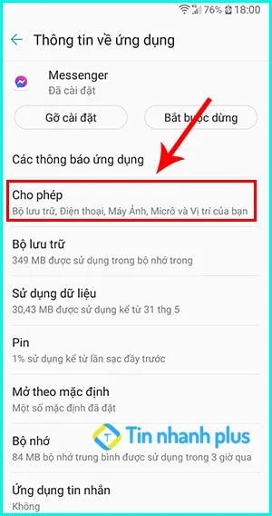 Lỗi messenger không gửi được ảnh trên Android