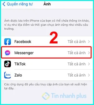 lỗi messenger không gửi được ảnh trên iPhone