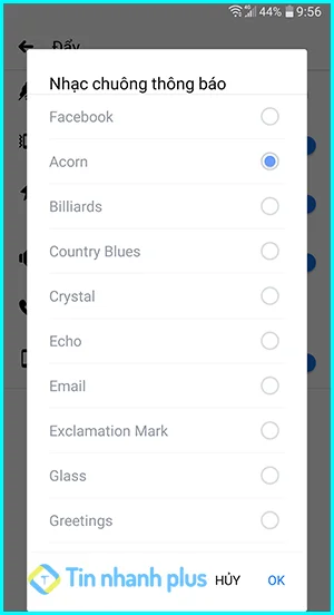 Thay đổi âm thanh thông báo Facebook