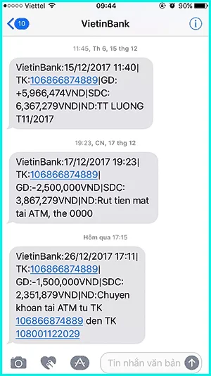 rút tiền nhưng không nhận được tin nhắn