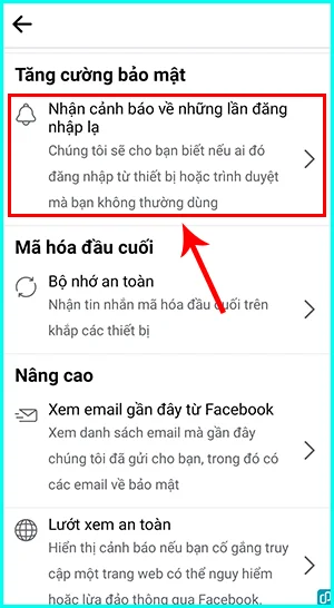 bặt chức năng cảnh báo khi đăng nhập lạ