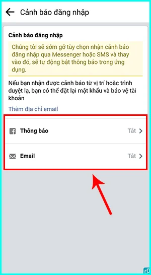 bặt chức năng cảnh báo khi đăng nhập lạ
