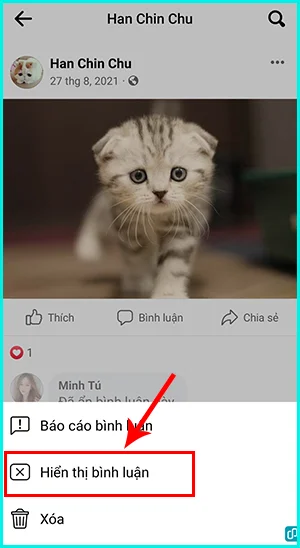 cách bỏ ẩn bình luận trên facebook cá nhân