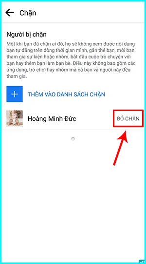 cách bỏ chặn ai đó trên Facebook bằng điện thoại