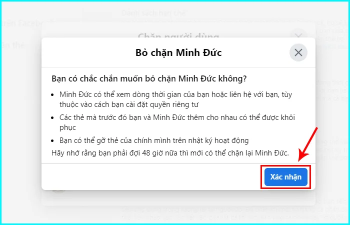 cách bỏ chặn ai đó trên Facebook bằng máy tính