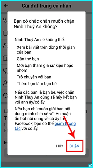 cách chặn ai đó trên facebook bằng điện thoại