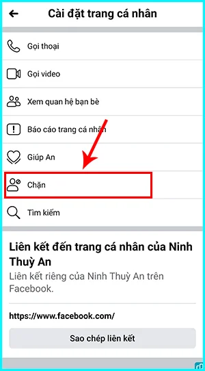 cách chặn ai đó trên facebook bằng điện thoại