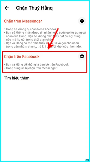 cách chặn ai đó trên Facebook bằng Messenger