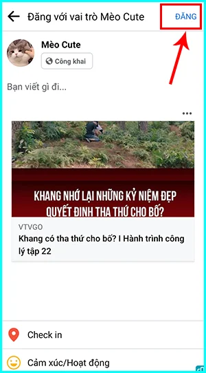 cách chia sẻ bài viết công khai lên trang Fanpage bằng điện thoại
