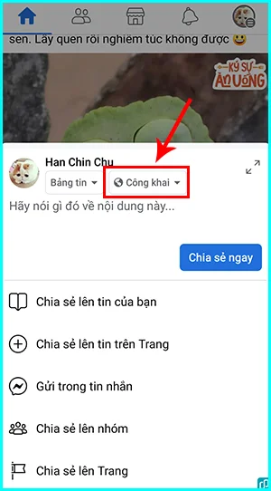 cách chia sẻ bài viết công khai trên Facebook bằng điện thoại