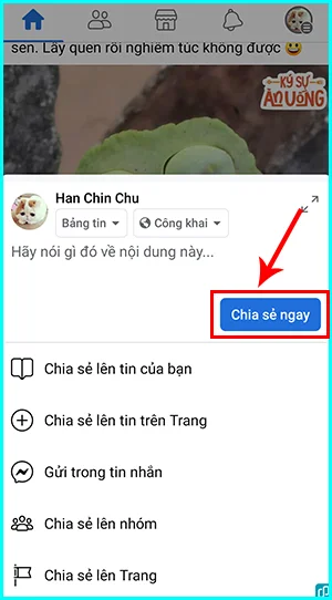 cách chia sẻ bài viết công khai trên Facebook bằng điện thoại