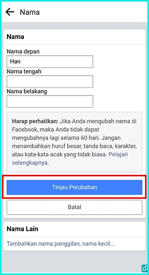 cách đặt tên Facebook 1 chữ trên điện thoại