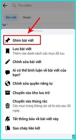 cách ghim bài viết trên trang cá nhân Facebook