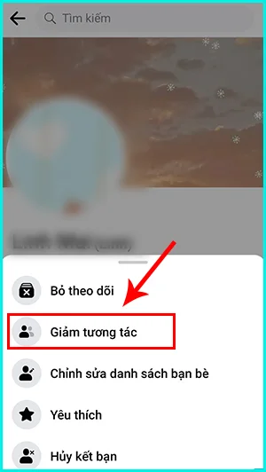 cách giảm tương tác với người khác trên facebook bằng điện thoại