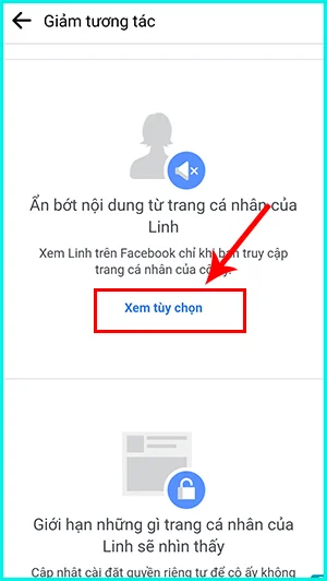 cách giảm tương tác với người khác trên facebook bằng điện thoại