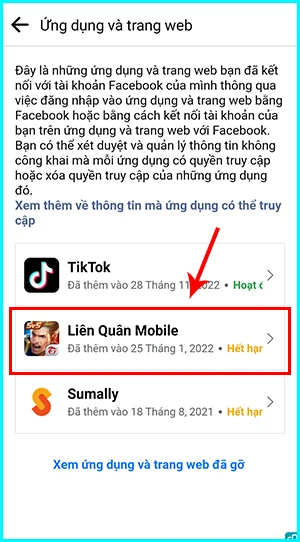 cách gỡ ứng dụng đã liên kết với facebook trên điện thoại