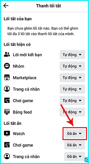 cách hiển thị nút video watch facebook