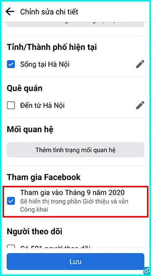 cách hiển thị ngày đã tham gia trên Facebook ra trang cá nhân