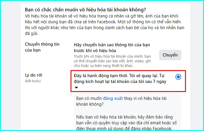 cách khóa tài khoản Facebook tạm thời trên máy tính