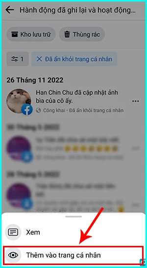 cách khôi phục bài viết đã ẩn trên Facebook bằng điện thoại