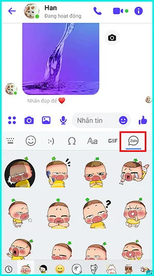 cách sử dụng bộ sticker messenger trên zalo