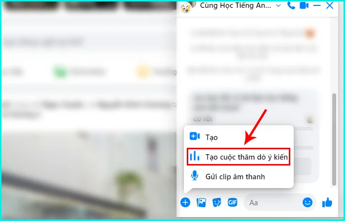 cách tạo cuộc thăm dò ý kiến trên messenger bằng máy tính