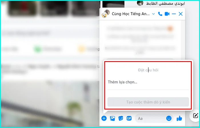 cách tạo cuộc thăm dò ý kiến trên messenger bằng máy tính