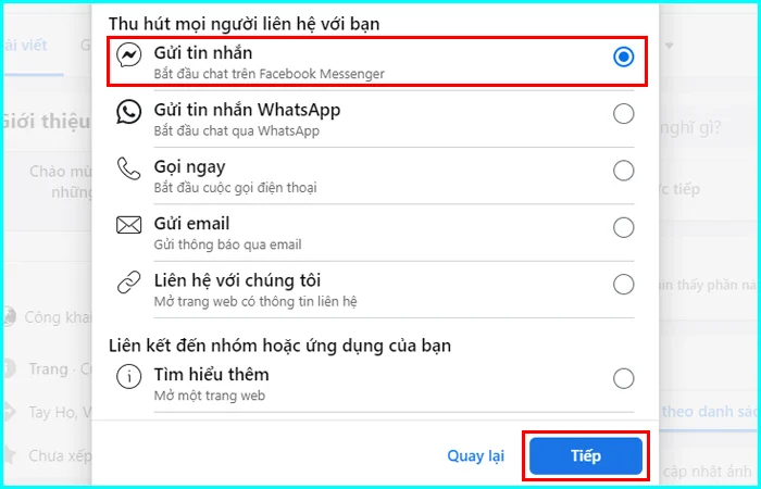 cách tạo nút tin nhắn trên fanpage facebook bằng máy tính
