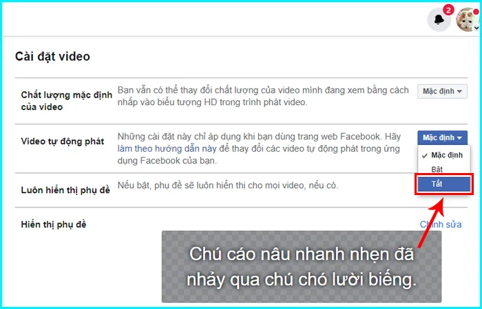 cách tắt âm thanh tự động trên Facebook bằng máy tính