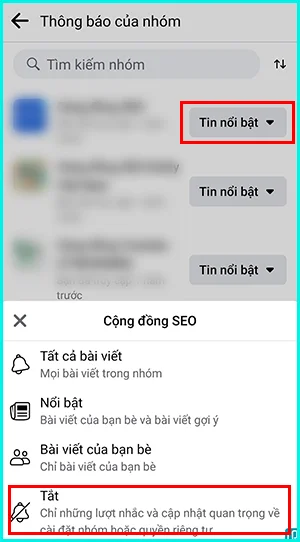 cách tắt thông báo nhóm trên điện thoại