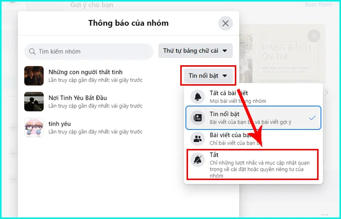 cách tắt thông báo nhóm trên máy tính