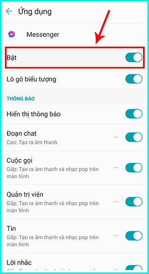 cách tắt thông báo ứng dụng messenger