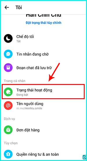 cách tắt trạng thái hoạt động trên Messenger