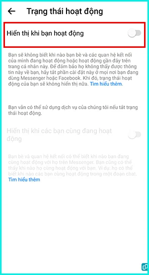cách tắt trạng thái hoạt động trên Messenger