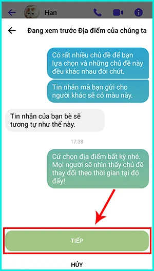 Cách thay đổi chủ đề Messenger đổi màu theo thời gian dựa vào địa điểm
