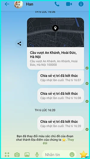 Cách thay đổi chủ đề Messenger đổi màu theo thời gian dựa vào địa điểm