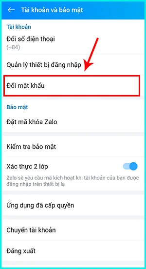cách thay đổi mật khẩu zalo trên điện thoại