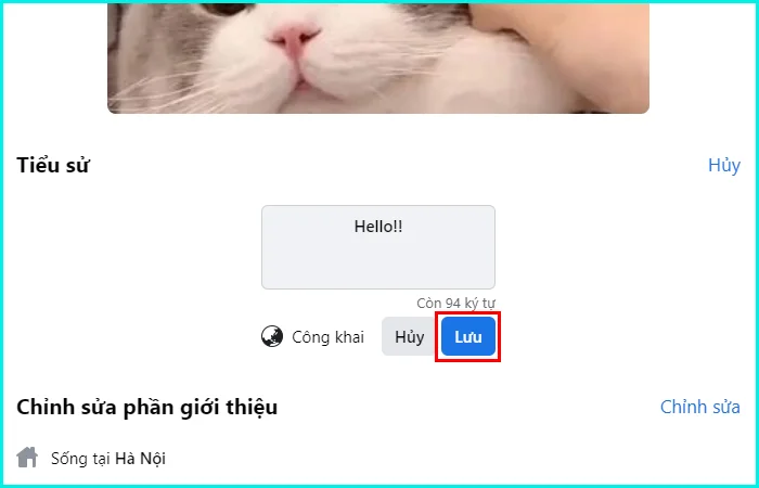 cách thêm tiểu sử trên trang facebook cá nhân bằng máy tính