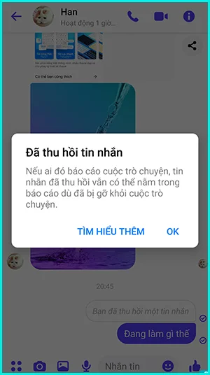 cách thu hồi tin nhắn messenger trên điện thoại