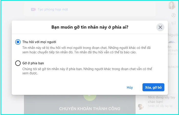 Hướng dẫn cách thu hồi tin nhắn trên Messenger cực dễ