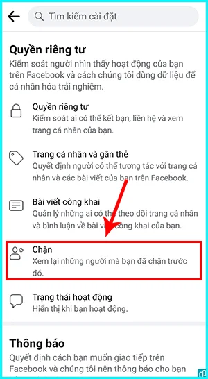 cách xem danh sách chặn trên Facebook bằng điện thoại