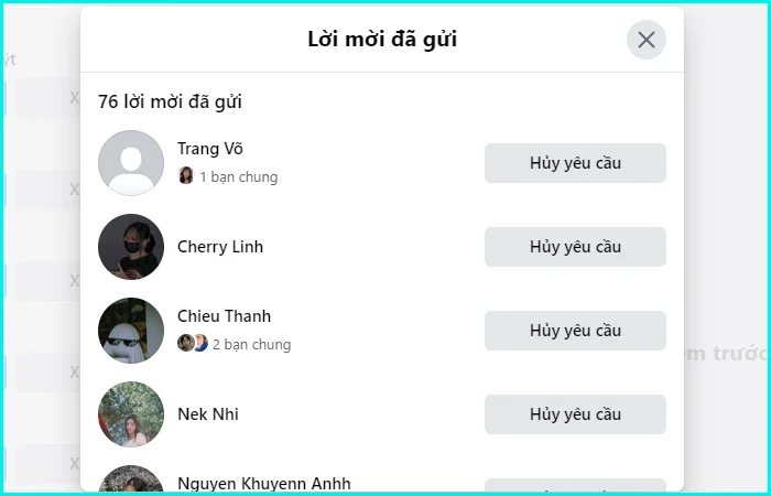 cách xem lại mời mời kết bạn đã gửi trên facebook bằng máy tính