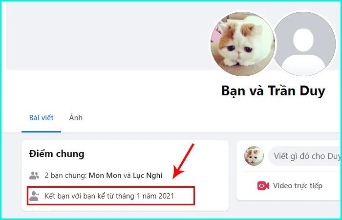 cách xem lại ngày đã kết bạn với ai đó trên facebook bằng máy tính