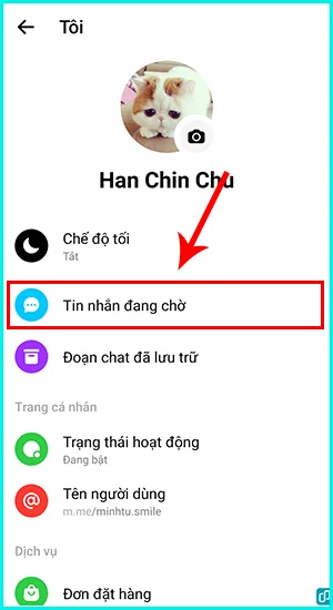 cách xem tin nhắn chờ trên Messenger bằng điện thoại